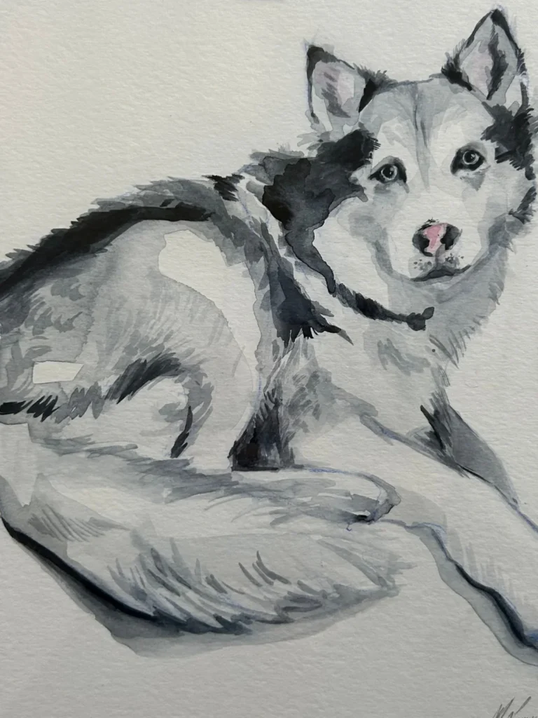 Dibujo en acuarela de mascota - 2